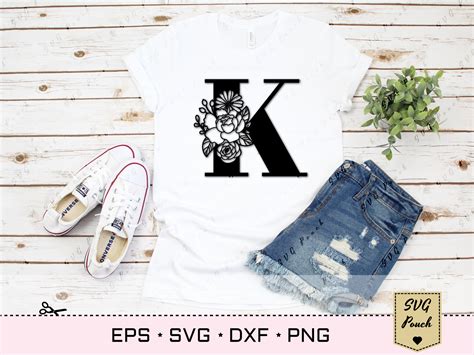 Floral Letter K Svg Flower K Font Svg Floral Letters Svg Etsy