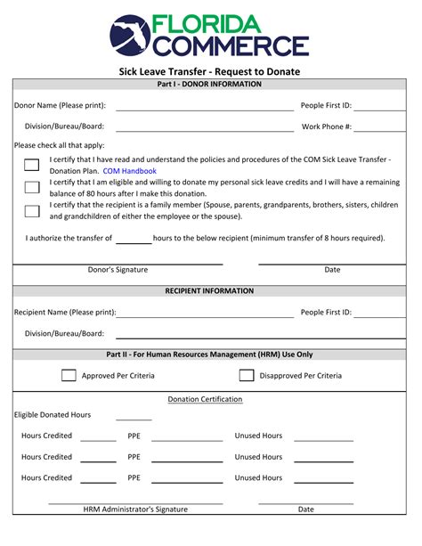 Florida Sick Leave Transfer Request To Donate Fill Out Sign Online