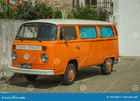 Old Orange Volkswagen Van Perfectly Preserved Editorial Photo - Image ...