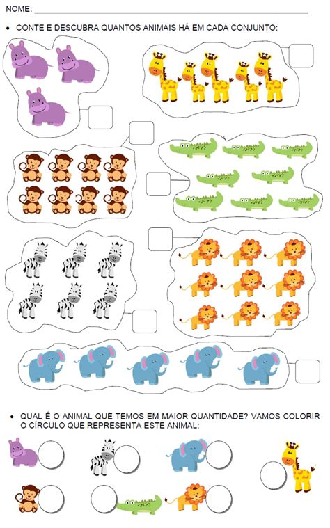 Contando Animais Com Números Até 9 Atividades De Alfabetização