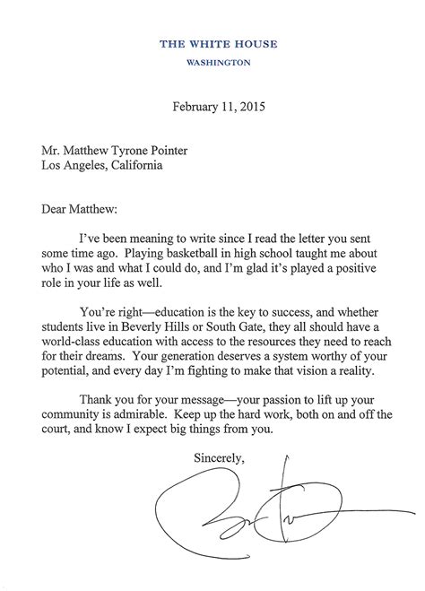 Writing A Letter To The President Example