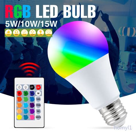 110V 220V E27 RGB LED Bulb Lights 3W 5W 10W 15W RGB Lampada Changeable