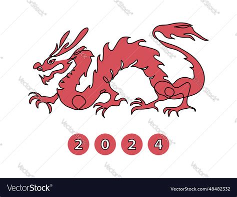 Chinese dragon year 2024 one Royalty Free Vector Image