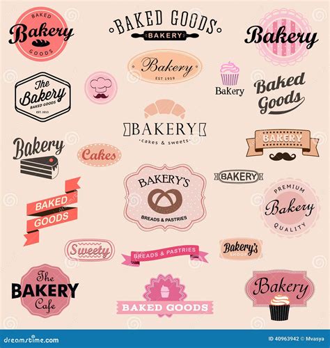 Set Of Vintage Bakery Badges And Labels Stock Vector Illustration Of