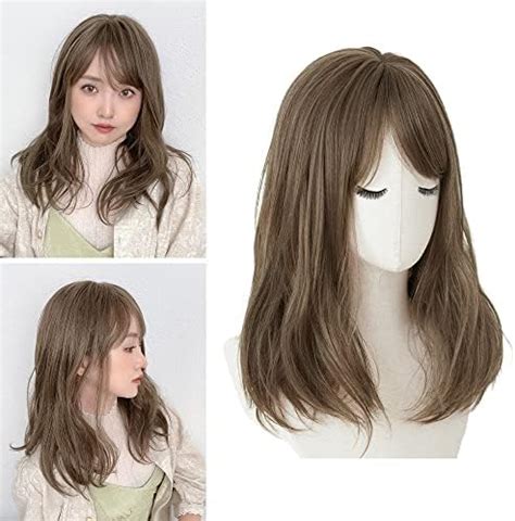 Bright Lele Natural Medium Straight Wig Layered Cut With Bangs For Women Synthetic