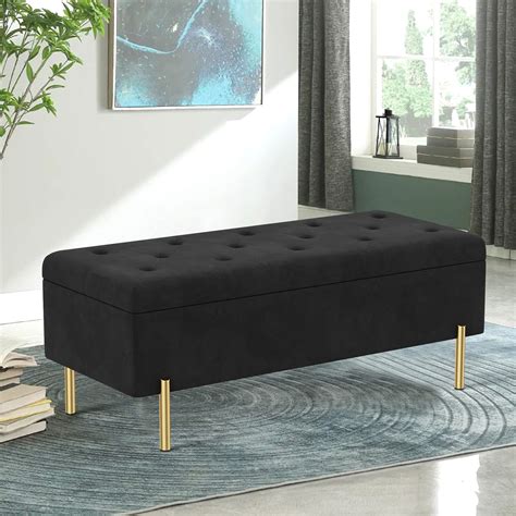 Apeaka Velvet Ottoman Bench with Storage, Tufted Upholstered Storage ...