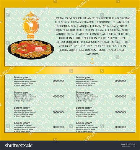 Vector Seafood Menu Card Design Template Stock Vector Royalty Free