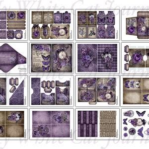 Junk Journal Purple Ephemera Amethyst Printable Collage Sheets