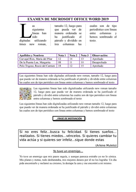 Examen De Microsoft Office Word Examen De Microsoft Office Word