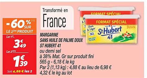 Promo Margarine Sans Huile De Palme Doux St Hubert Chez Netto