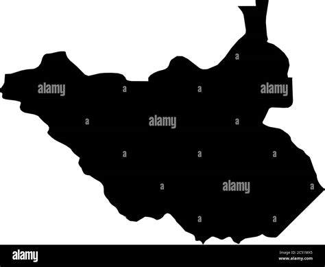 South Sudan Solid Black Silhouette Map Of Country Area Simple Flat