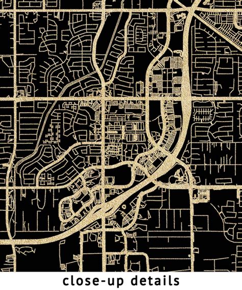 Gilbert Arizona Map Black High Resolution Real Gold Leaf Texture