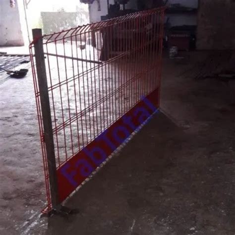 red mild steel construction barricade  lane markings  rs