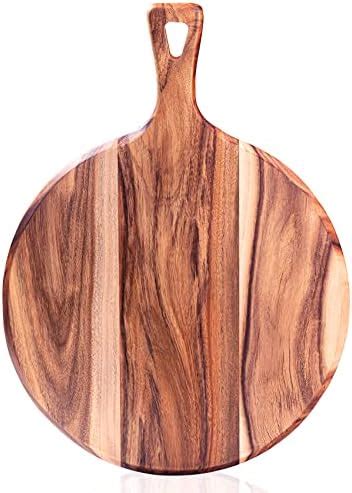 Acacia Wood Cutting Board With Handle Wooden Chopping Board Round