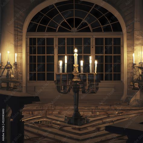 Gothic manor living room with candles Stock Illustration | Adobe Stock