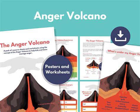 Anger Volcano PRINTABLE for kids Anger Management Posters Emotional ...