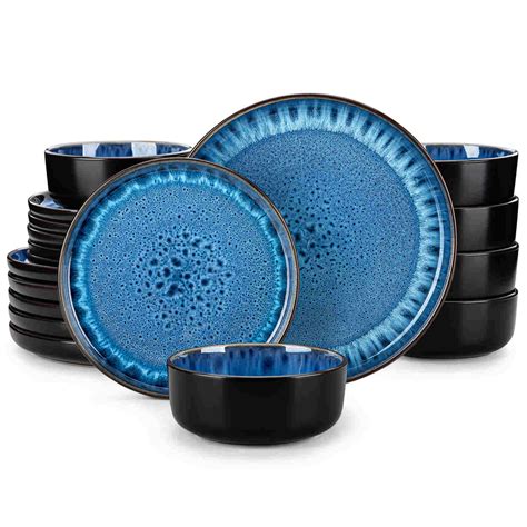 Playa 18-Piece Glossy Stoneware Dinnerware Set – Modern Ibiza Charm
