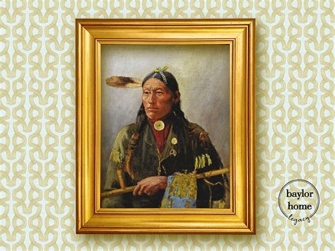 Framed Portrait Of Indian Chief Oil Painting Canvas Print Sioux Indian