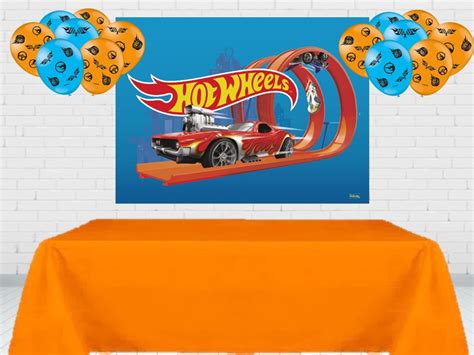 Kit Decoração Festa Hot Wheels Painel 25 Balões Toalha