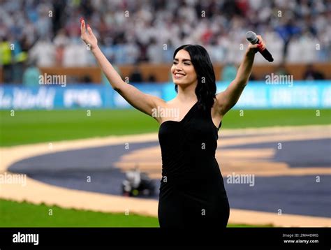 Lali Esposito during a performance of the Argentine national anthem ...