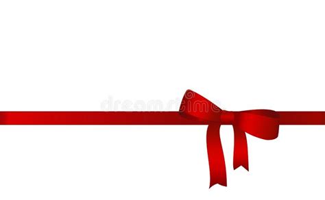 Decorative Red Satin Bow With Horizontal Ribbon Isolated On White