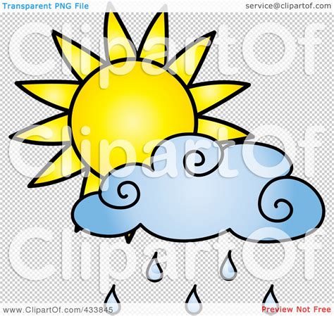 Royalty-Free (RF) Clipart Illustration of a Sun Behind A Blue Rain Cloud by Pams Clipart #433845