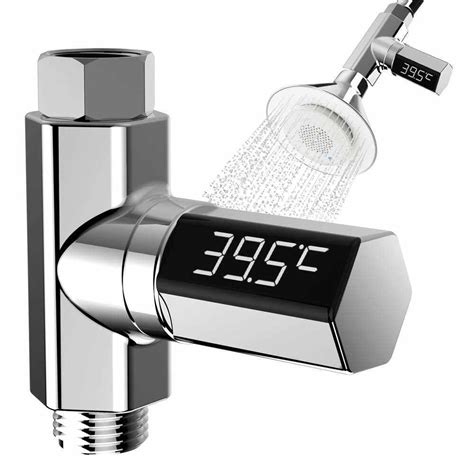 Shower Water Thermometer LED Display Temperture Monitor Home Flow Water ...