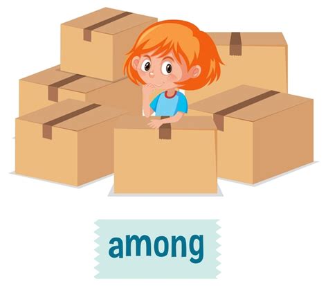 Premium Vector Preposition Of Place With Cartoon Girl And A Box