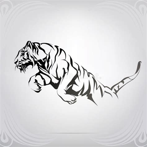 Tiger In Jump Illustration Design Vector Illustration Stock Vector