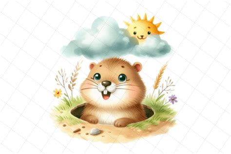 Watercolor Happy Groundhog Day Clipart Graphic By Vectmonster