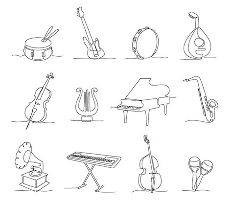 Una línea continua instrumentos musicales Música instrumental diferente