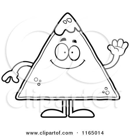 Cartoon Clipart Of A Waving TORTILLA Chip With Salsa Mascot Vector