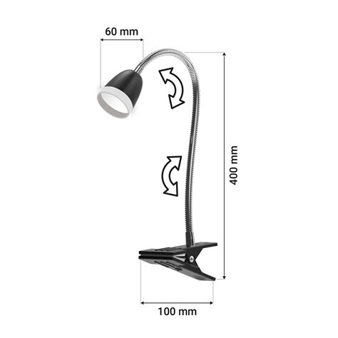 Lampa Biurkowa LED Z Klipsem Czarna ORO LARUS Agata