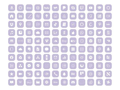 IPhone Ios Pastel Purple App Icon Pack With White App Icons Aesthetic