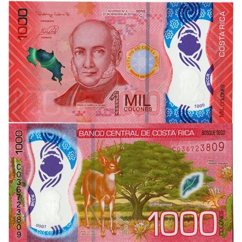 Banknote Polymer Costa Rica Colones Braulio Carillo Colina