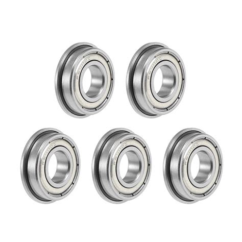 Uxcell Flange Ball Bearing 10mm X 22mm X 6mm Shielded Chrome Bearings