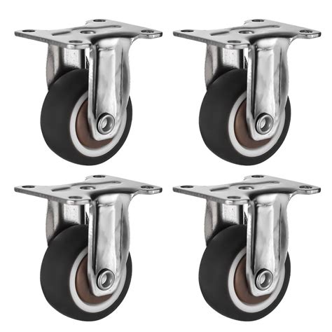 Pack Low Profile Rigid Caster Brown Rubber Fixed Caster Wheels