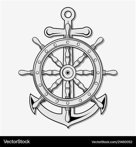 Ship Wheel And Anchor Royalty Free Vector Image