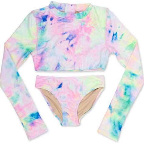 Cropped Rashguard Set Girls 7 14 Neon Tie Dye Shade Critters