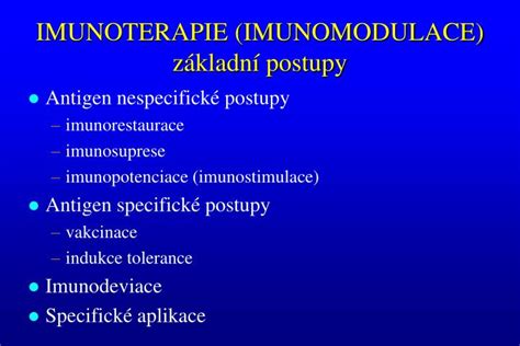 PPT IMUNOTERAPIE IMUNOMODULACE základní postupy PowerPoint