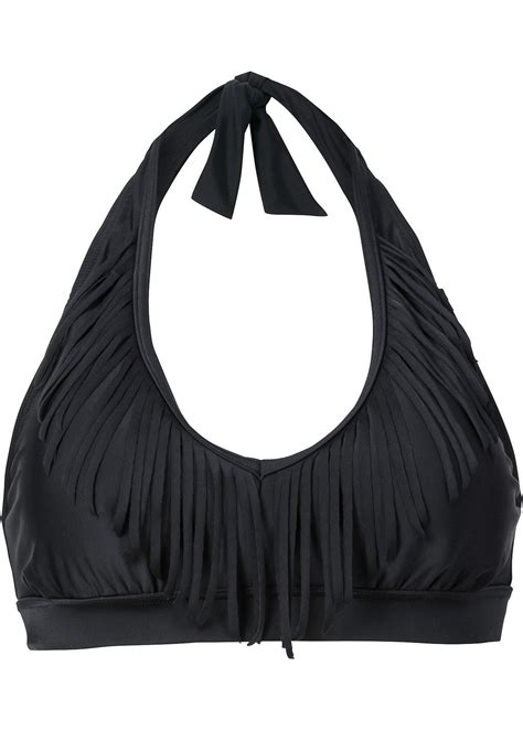 Trendy Bralette Bikini Met Franjes Zwart