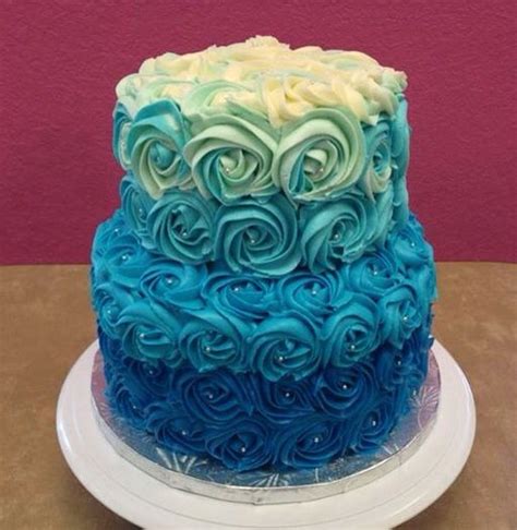 Blue Ombre Rosette Cake Rosette Cake Rose Cake Ombre Rosette Cake