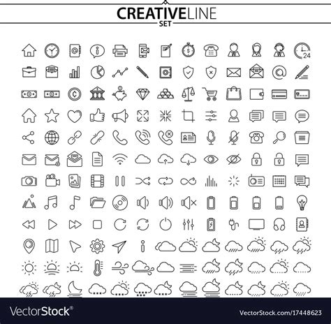 Outline Icons Set Royalty Free Vector Image VectorStock