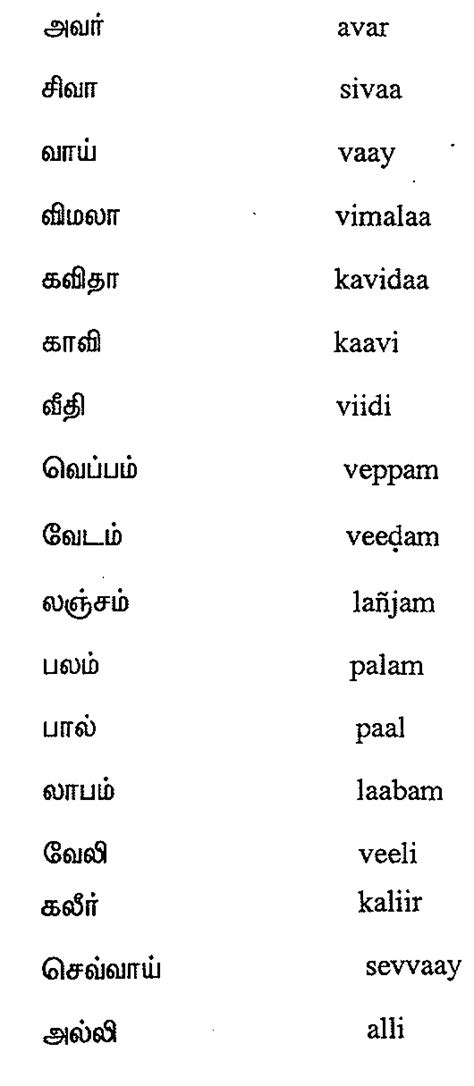 Tamil Words For 2nd Standard