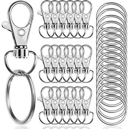 Segauin 100 Pcs Premium Swivel Snap Hooks With Key Rings Metal Lanyard