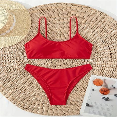 Generic Swimsuit For Women New Solid Color Strap Bikini Split Swimsuit Hot Spring Sexy