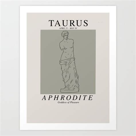 Taurus Aphrodite Goddess of Pleasure Art Print by the dark academy ...