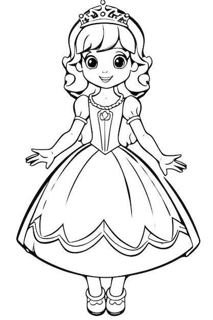 Um Desenho De Desenho Animado De Uma Princesa Em Um Vestido Imagem