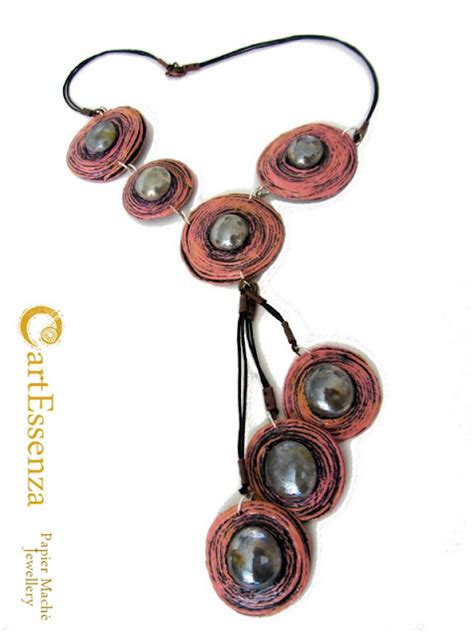 Cartessenza Gioielli In Cartapesta Collana In Cartapesta Pink Swirls