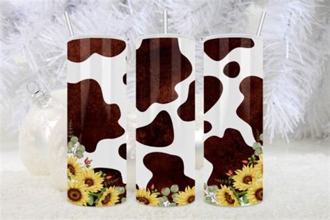 Sunflower Cowhide Print Tumbler Wrap Graphic By Peangra Creative Fabrica